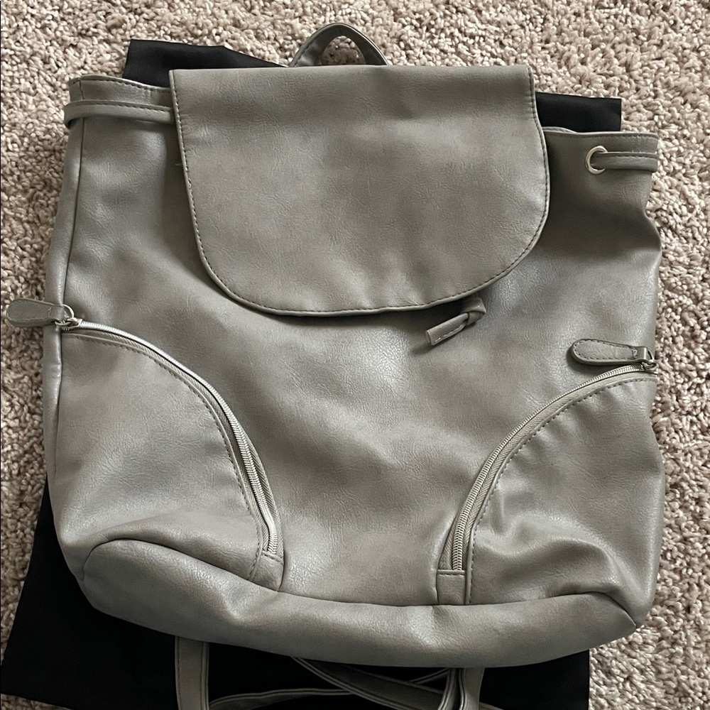 Ulta Elegant Gray Leather Backpack